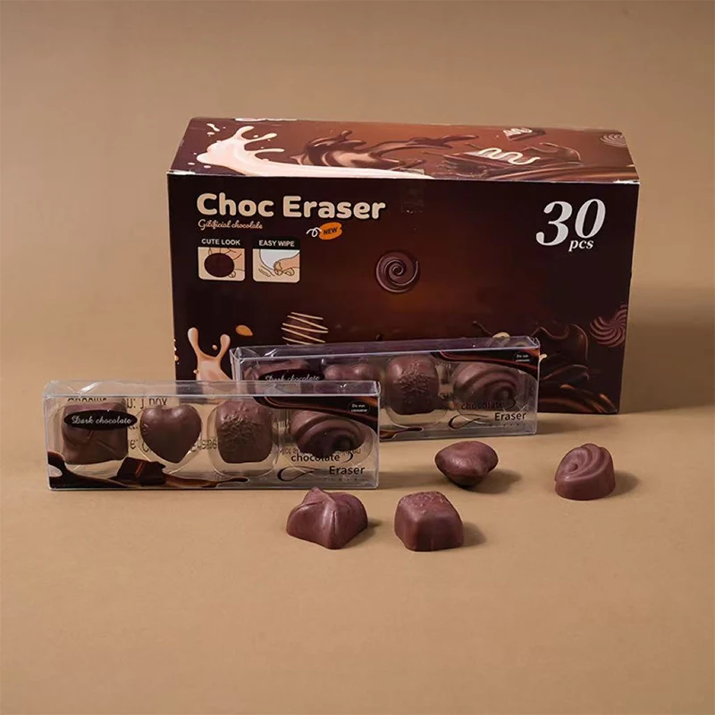 4pcs/box New Chocolate Design Eraser Student Painting Writing Pencil Eraser Stationery School Office Supplies Gift Prize