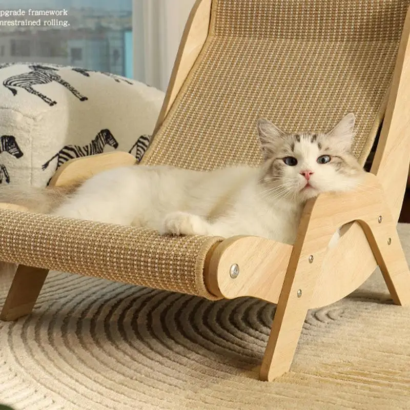 Sisal Cat Chair wooden Cat Lounge Chair Pet-Friendly Multi-Functional Cat Scratcher Cat Scratch Chair for outdoor home