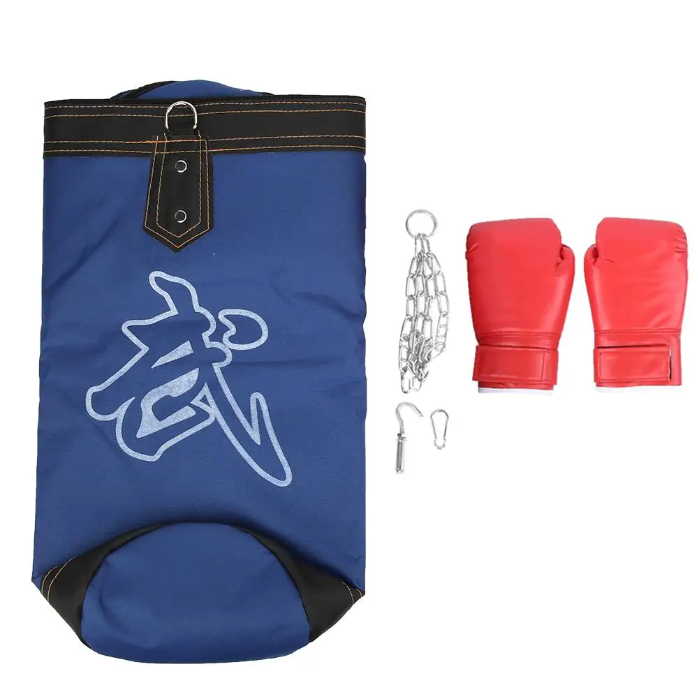 60-120cm Empty Boxing Sand Bag Hanging Kick Sandbag Set with Gloves for Training Fight Karate