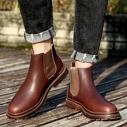 Men Warm Boots 2021 Winter Men Boot Shoes New Fashion Leather Man Boots Comfortable Ankle Boots Short Plush Winter Warm Shoes