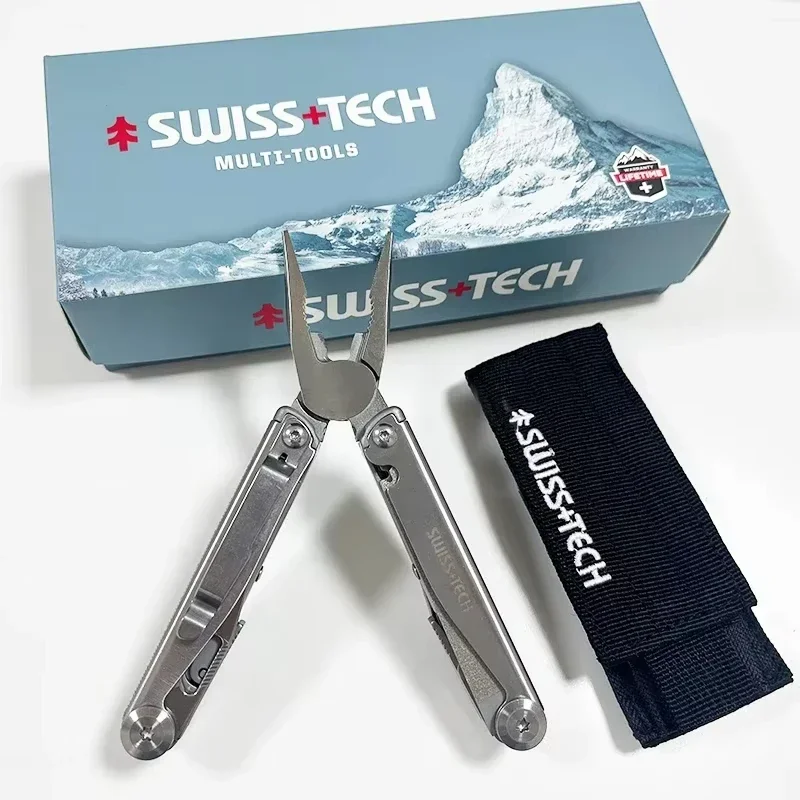 SWISS TECH 18 in 1 マルチツールプライヤー折りたたみマルチツールポケットナイフポータブル EDC ツール屋外釣りキャンプ用品