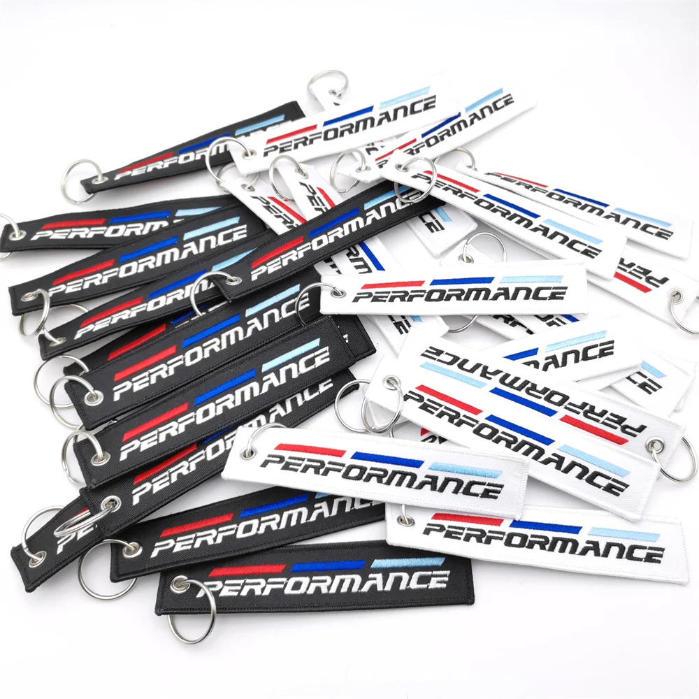 BMW keychain woven label nylon key tag Black White for m performance e90 g26 e60 e46 f10 car keyring accessories fashion gift