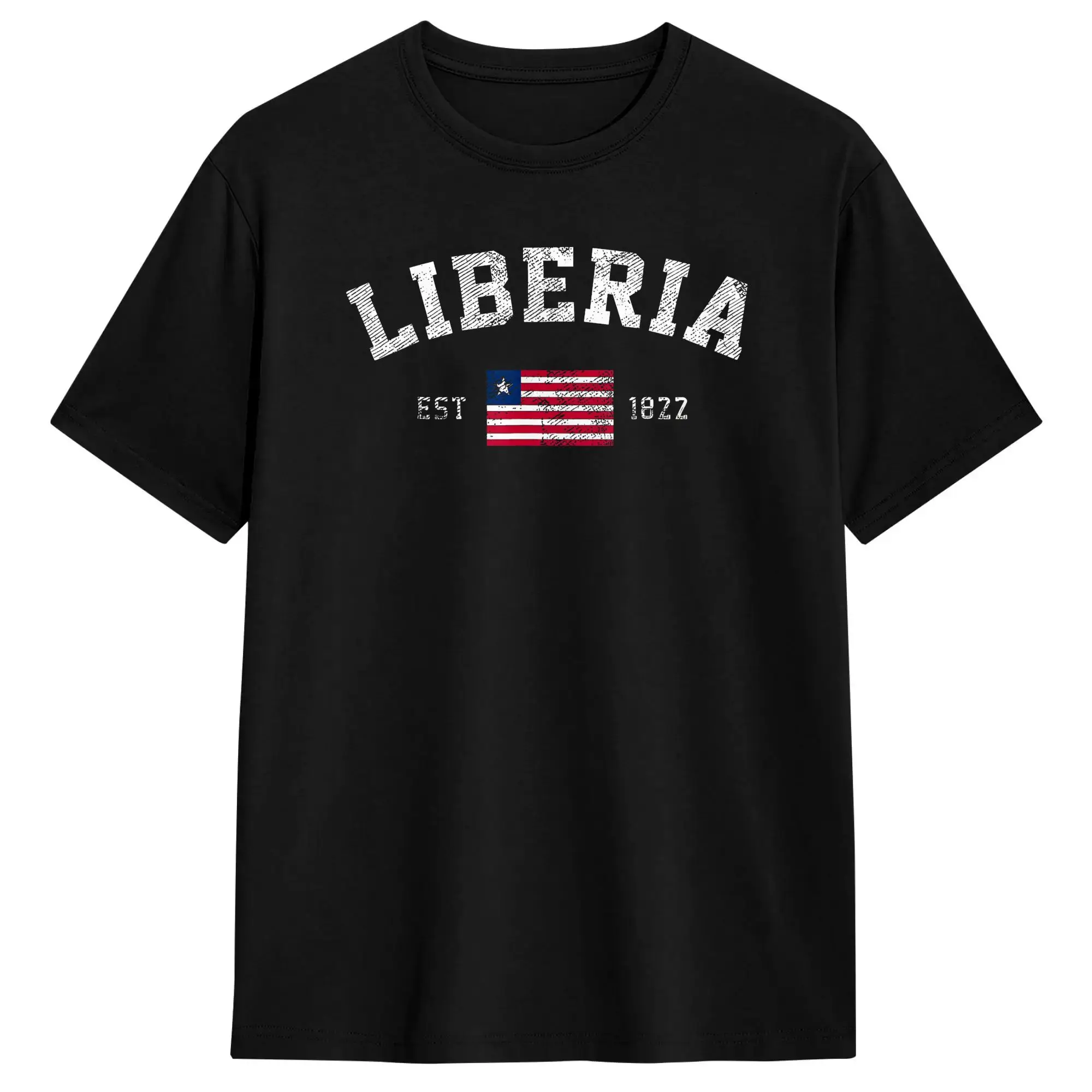 Liberia Est 1822 Liberian Flag Independence Day Cotton T-Shirt For Men Summer T Shirts O-Neck Tees Big Size Casual Tops