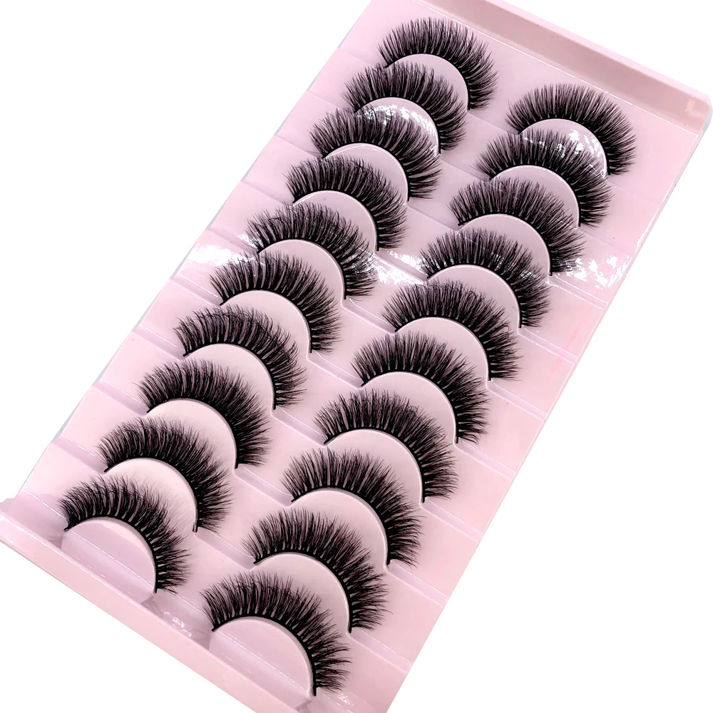 Neue 10 Paar 3D Faux Nerz Haar Falsche Wimpern Natürliche Unordentliche Wimpern Kreuzmuster Wispy Flauschige Wimpern Verlängerung Augen Make-Up-Tools – Detail 3