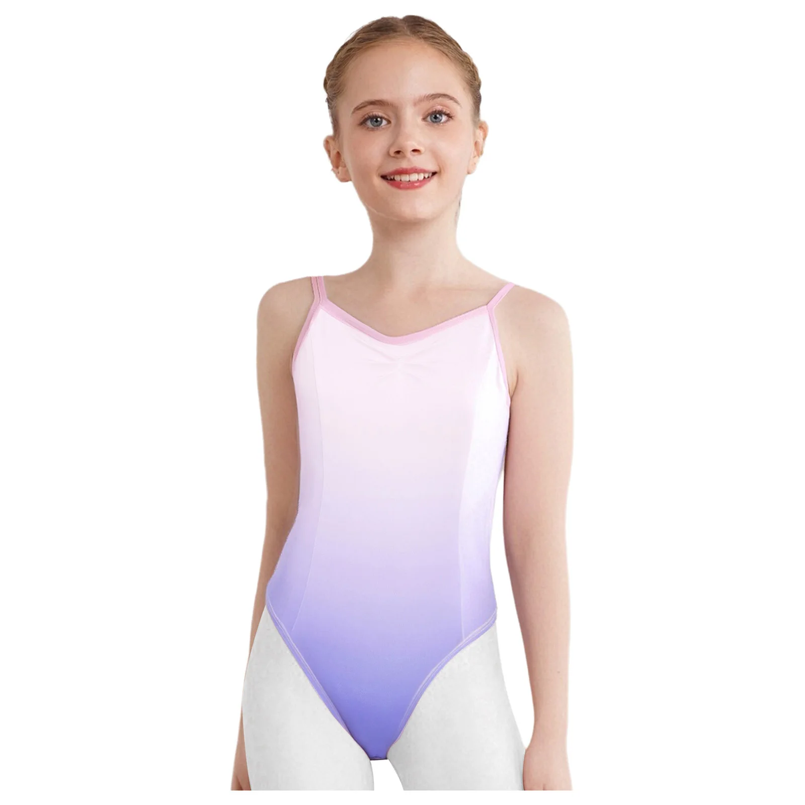 

Kids Girls Stretchy Ballet Warm-up Practicing Dance Leotard Sleeveless V-Back Bodysuit for Dance Practice Ballet Training Wear
