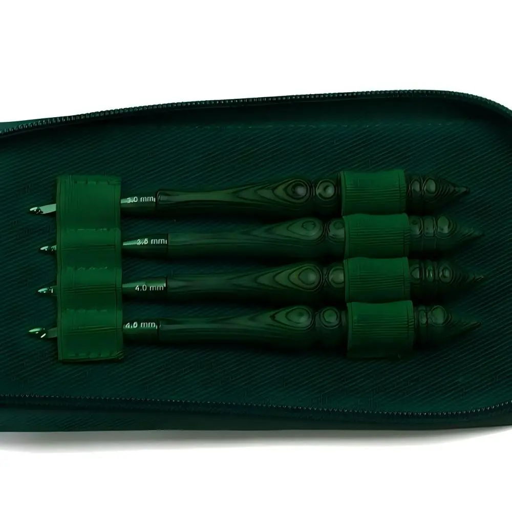 Wooden Crochet Hooks Ergonomic Handle - Crochet Hook Set Green Synthetic Wood