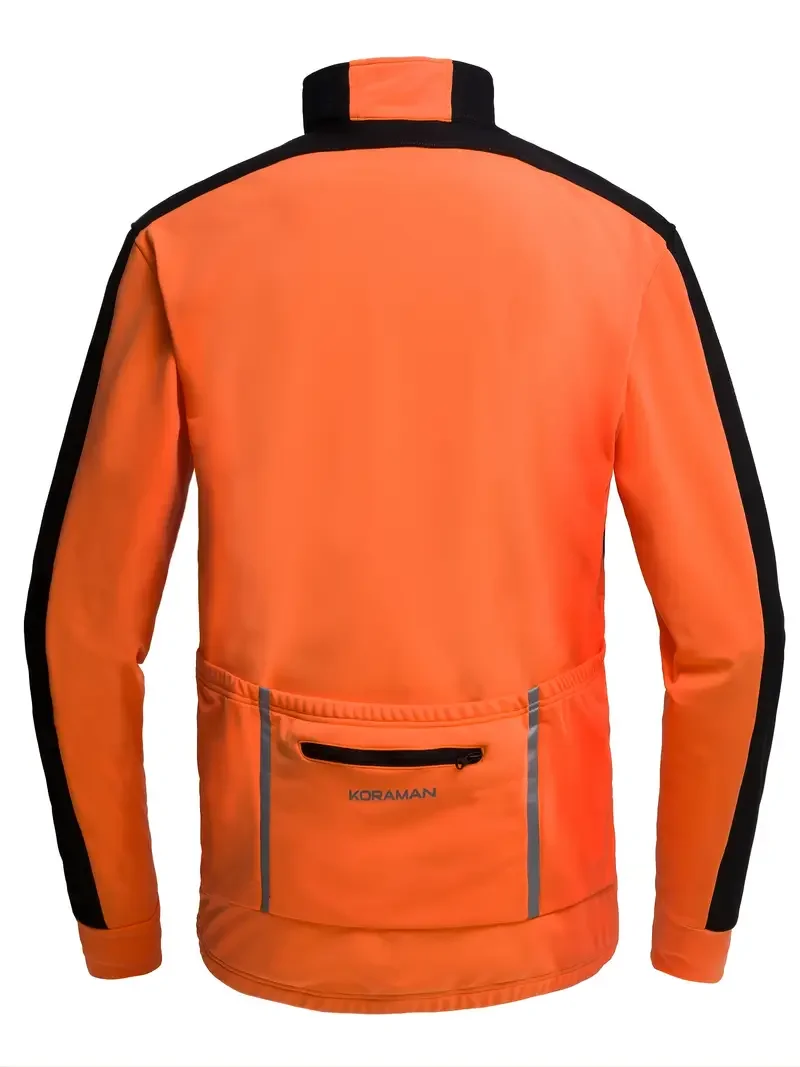 

Men's Thermal Long Sleeves Cycling Jersey With Zip, Windproof And Waterproof Bike Jacket For Outdoor Riding