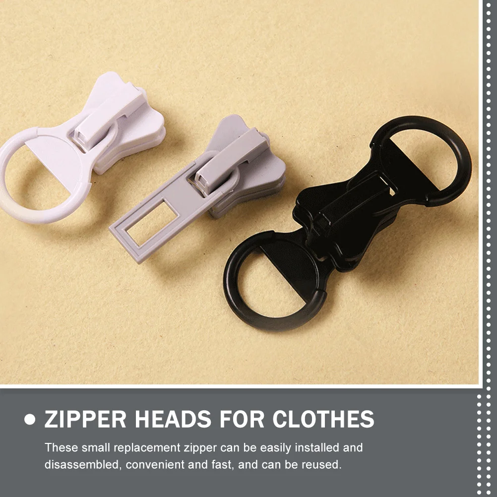 2 Pcs Backpack Zipper Head Charms Detachable Pulls for Clothing Repair Durable Heads Clothes Universal Pullers Plastic