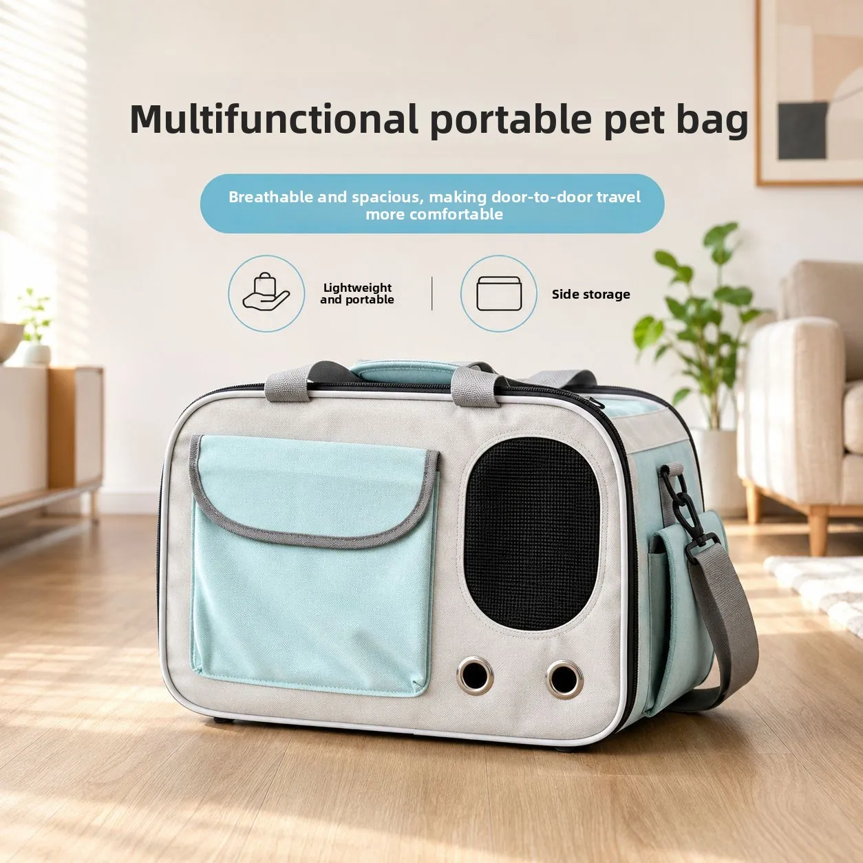 Foldable Breathable Cat Carrier with Handle and Strap, Large Portable Travel Tote for Outdoor, Pet Accessory