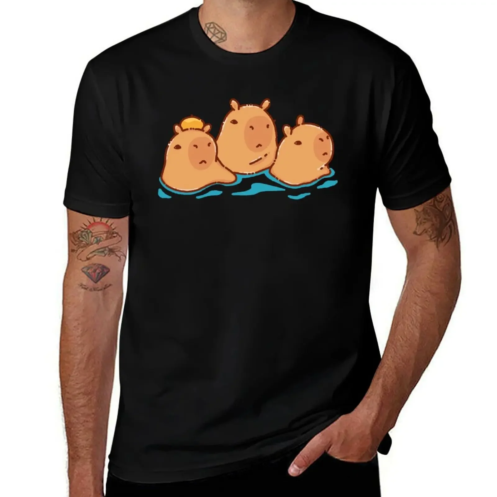 

Three capybaras having a bath T-Shirt graphics vintage graphic tee sports fans slim fit t shirts for men