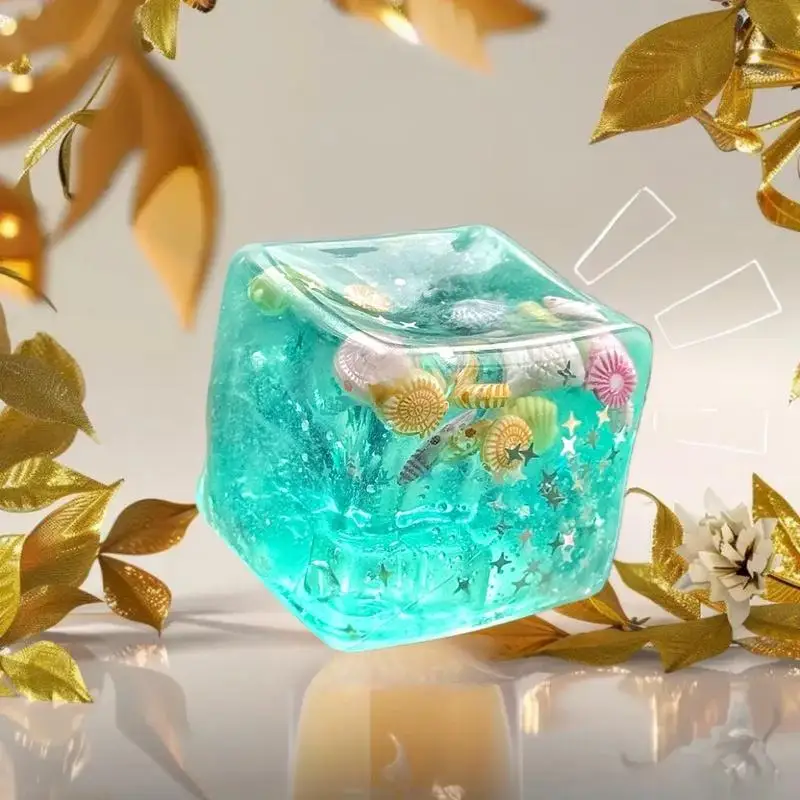 Taba's 1 Uds. Cubo de crecimiento lento con temática oceánica, juguete blando sensorial con pelota antiestrés, apretar relajante para adultos y niños