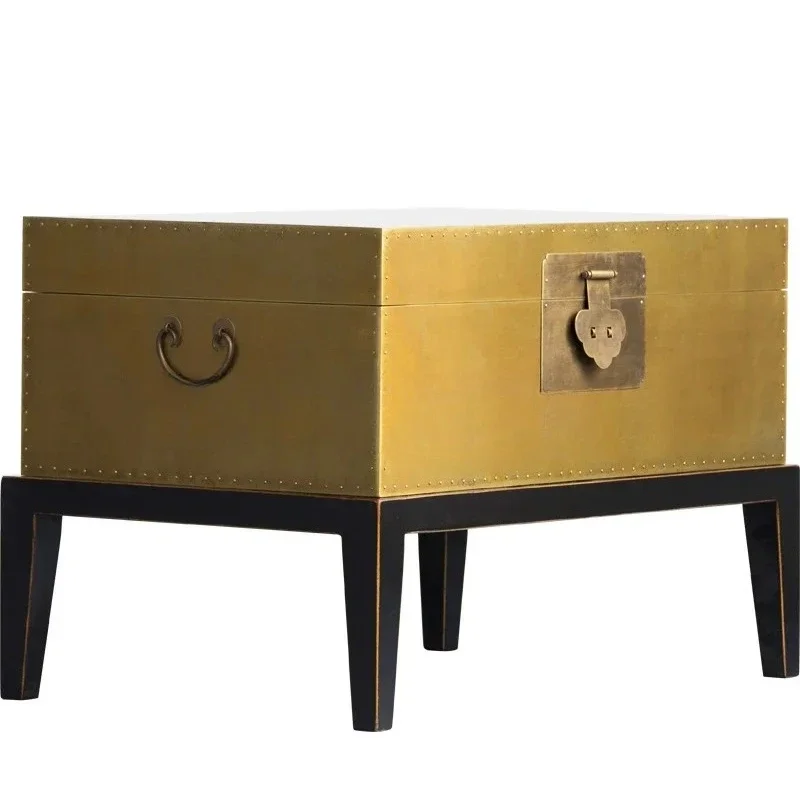 S Brass coffee table solid wood simple modern sofa coffee table rectangular neoclassical small coffee table retro old