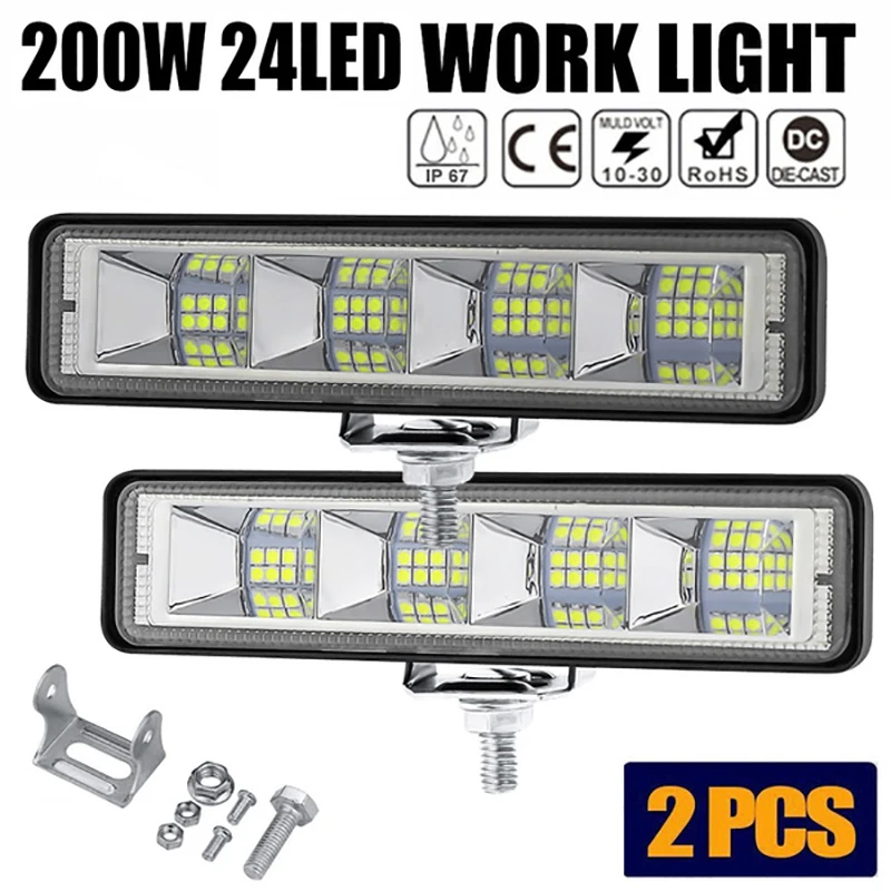 1/2Pcs 24led Retrofit Lamp 6inch LED Flat Work Light Spot Beam Bar Car SUV LED OffRoad Driving Fog Lamps