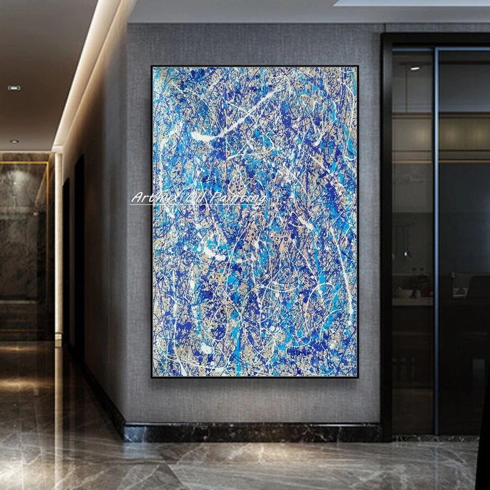 Arthyx 100% Handmade Abstract Lines Oil Painting on Canvas Wall Art Picture Modern Home Decor Large Poster Room Decoration Mural