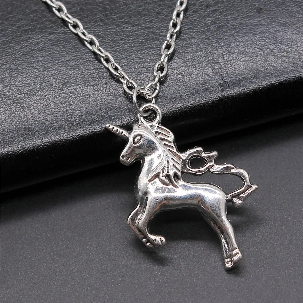 2 Colors 37x28mm Big Size 3D Lucky Horn Horse Pendant Necklace For Women Men Long Chain Necklace