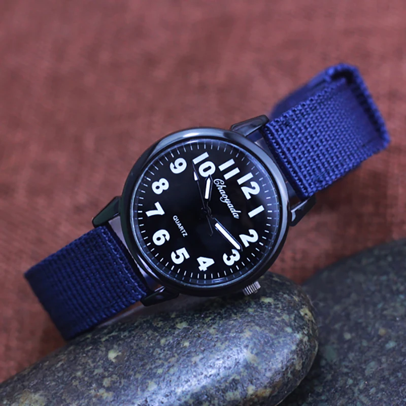 new simple children's boys girls fashion canvas breathable strap quartz wristwatch 12hours black digital man electrion watches