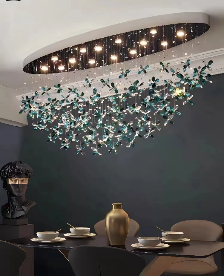 

Modern Led Petal Crystal Ceiling Chandeliers Luxury Pendant Light Living Dining Room Elegant Ceiling Lamps Room Decor Lustre