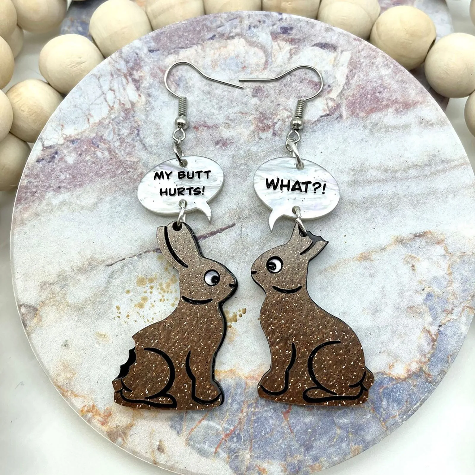 Bunny Conversation Earrings Acrylic Earrings Easter Cute Bunny Earrings