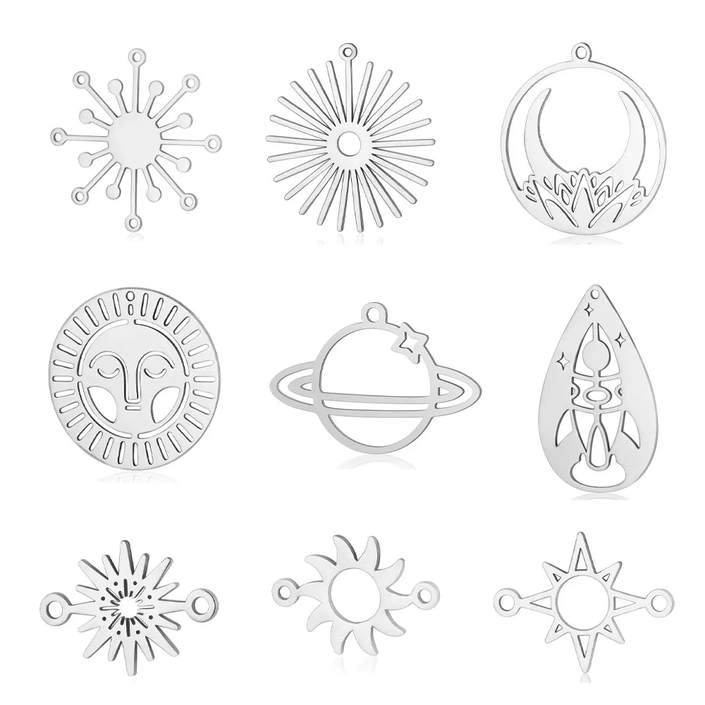 10pcs/lot Stainless Steel Star Planet DIY Jewelry Charms Wholesale Lightning Necklace Making Pendant Never Fade Top Quality
