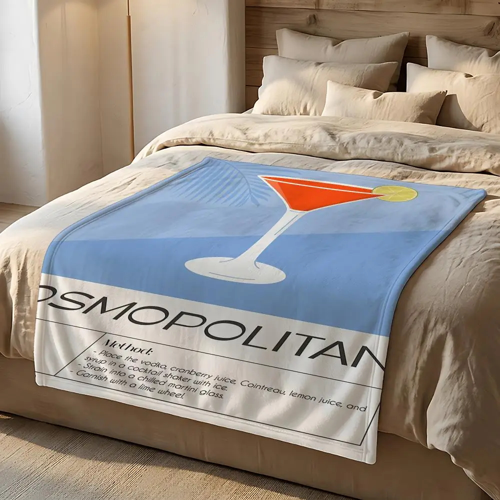 Drink Guide Cocktail Recipes Throw Short Plush Throw Blanket Soft Skin-Friendly Multi-Scene Home Office