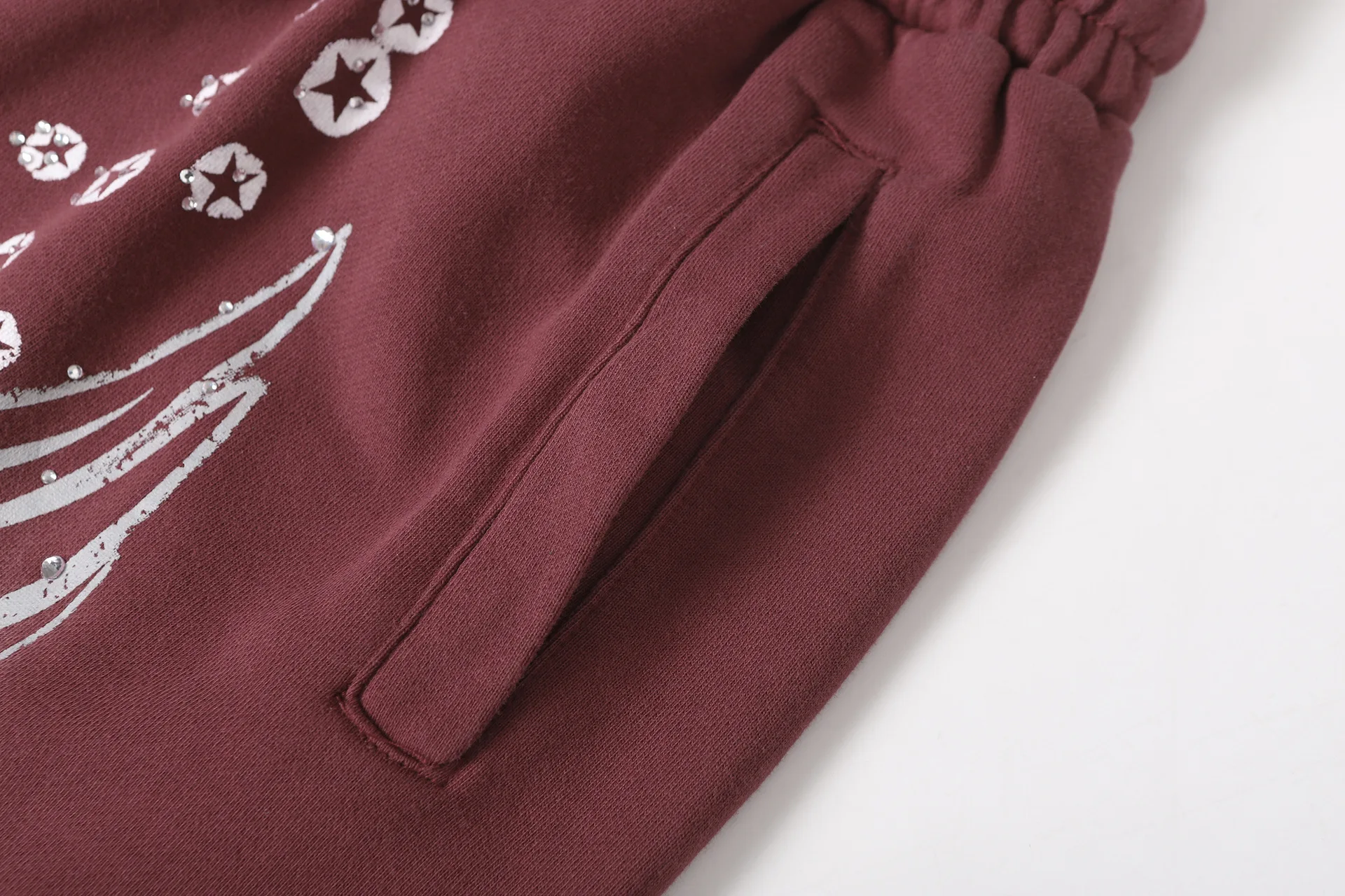 Y2K Strass Baggy Jogger-Shorts Weites Bein Gewaschene Trackshorts Hip-Hop Streetwear Hip-Hop Distressed Kurze Sweatpants 2026 – Detail 10