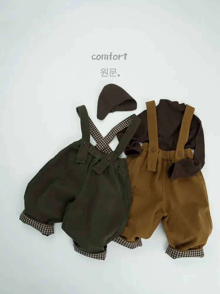 Autumn New Children Vintage Strap Trousers Fashion Boys Suspenders Baby Casual Pants Girls Versatile Plaid Overalls Kids Clothes