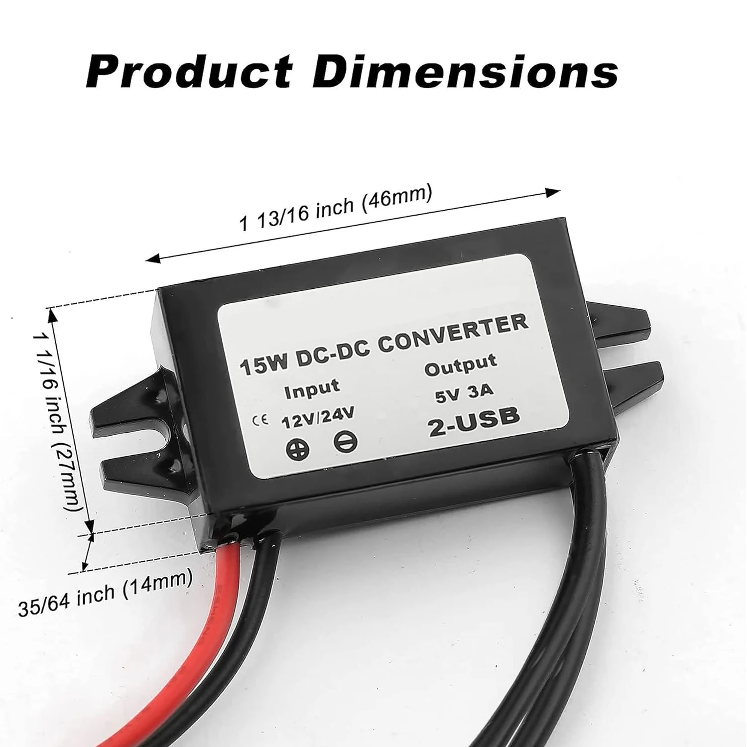 Waterproof 12V to 5V Converter DC-DC Step Down Module Power Adapter USB-A Female/Type C/dual USB/open Wire Connector