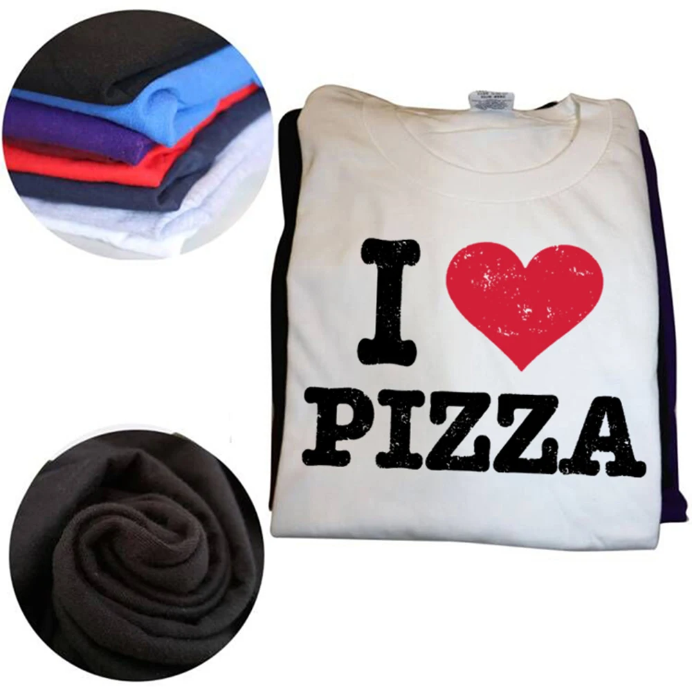 Lustige Vintage ICH Liebe Pizza Grafik T-shirts T-shirt Männer frauen Mode Lässig Übergroßen 100% Baumwolle T Shirt Männliche kleidung – Detail 5