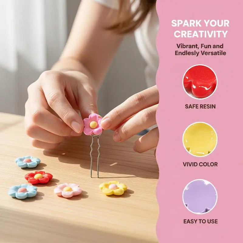10PCS Shiny 22x22mm Flower Series Miniature Flat Back Resin Cabochons For Hairpin Scrapbooking DIY Home Decor Craft Accessories