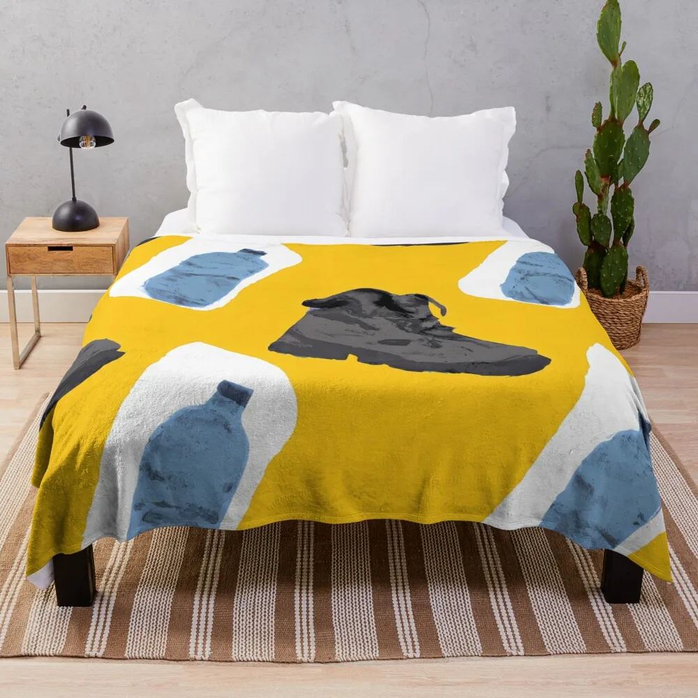 Gold Boots and Bottles Throw Blanket Bed Fashionable warm for winter Sofa Throw Plaid on the sofa Blankets