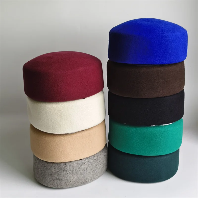 Classic Ladies Winter Black White Wool With Lining Beret Hat Warmer Cap Women Fedora Hat Fascinator Wedding Dinner Nice Felt Hat