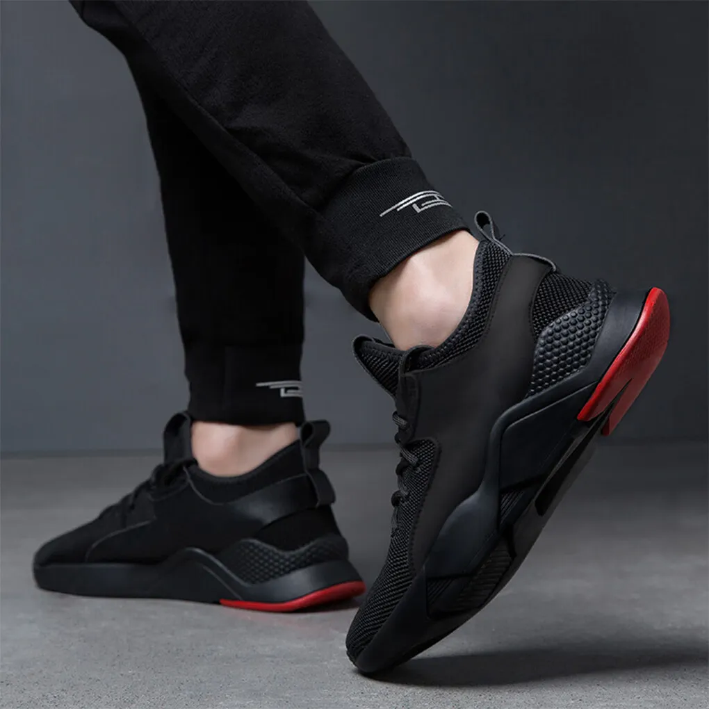Men Lace-up Shoes Flat Sole Boys Sneaker Breathable Mesh Casual Sports Running High Top Shoe image 2