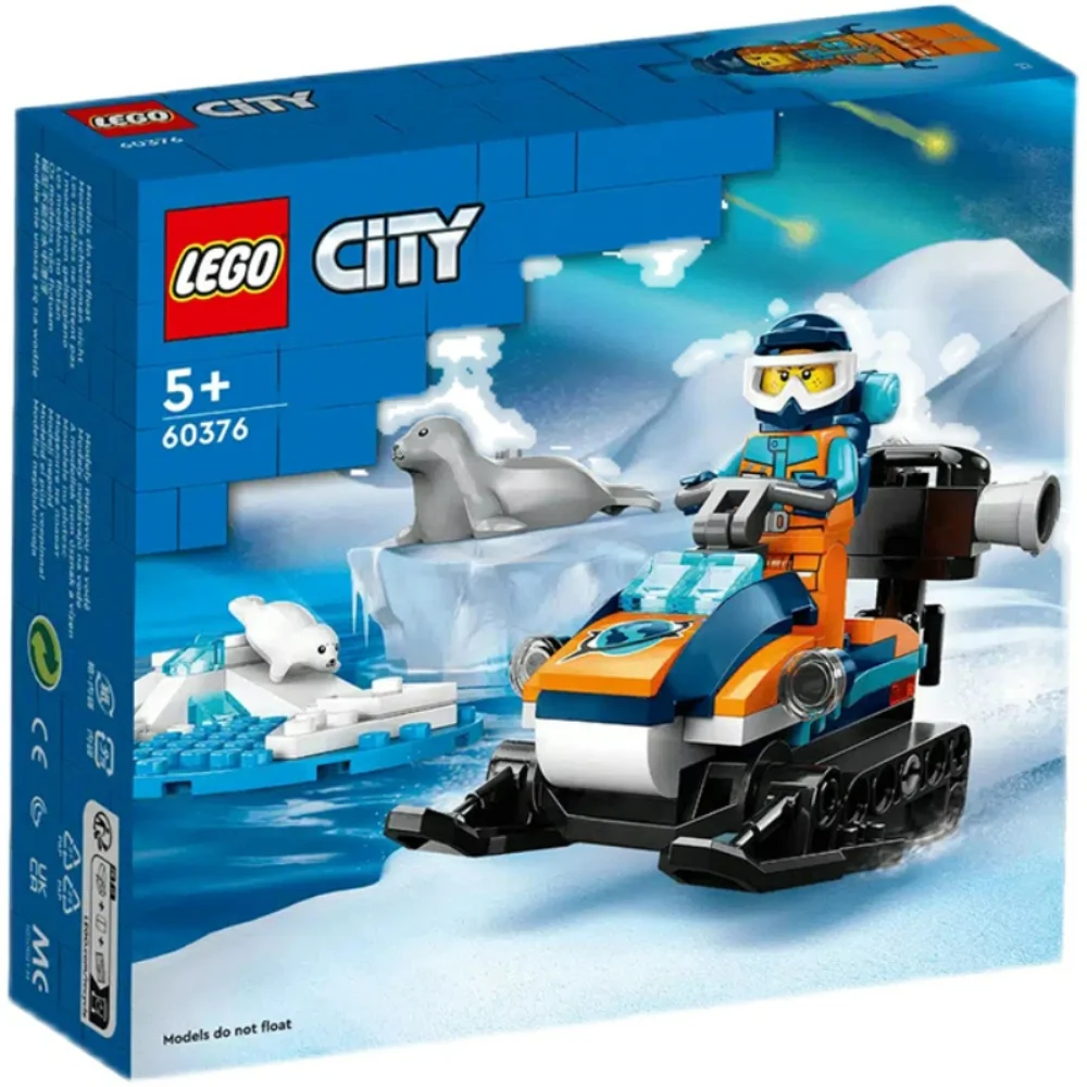 LEGO 60376 City Arctic Snowmobile Construction Toy Set with 3 Animal Figures and an Explorer Mini Figure Toy for Children Gift