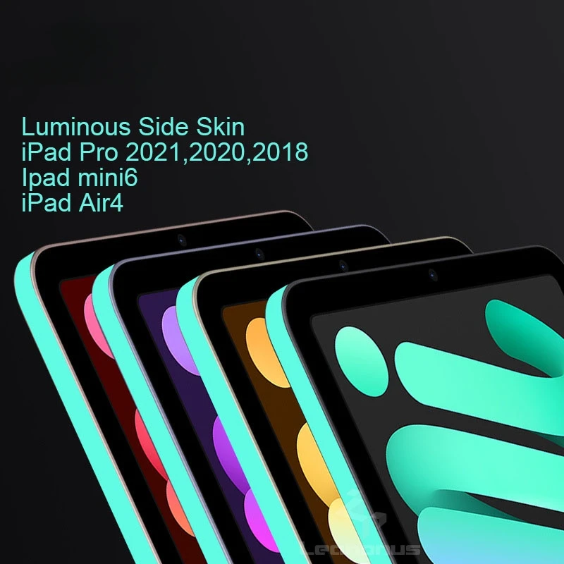 Colorful Luminous Frame for iPad Pro 2021 2020 2018 12.9 11 Air4 10.9 Mini 6 8.3 Glow in Dark Side Film Cover Protector Stickers