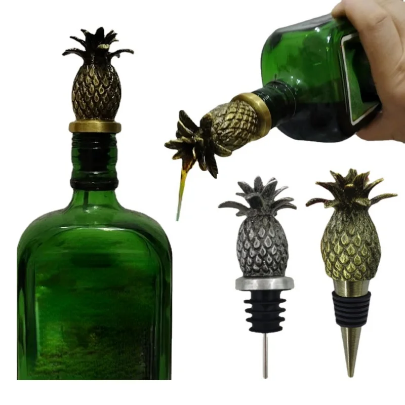 

2pcs New Style Pineapple Shaped Wine Pourer Set Universal Bottle Fresh-keeping Wine Stopper Bar Tool Wine Mouth Decoration