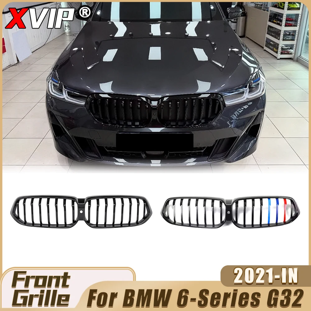 

XVIP Front Glossy Black Single Line Style Racing Grille Glossy M-Color Bumper Grille Upper Grille For BMW 6 Series G32 2021-IN