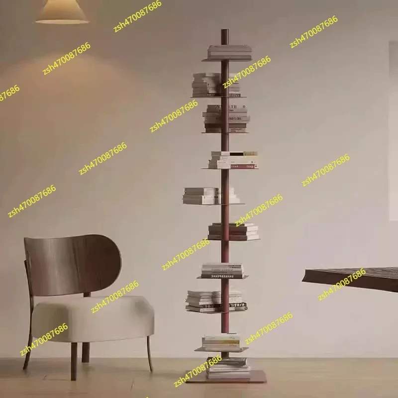 

Creative designer rotating invisible spiral bookshelf display stand living room wrought iron home corner shelf narrow bookcase