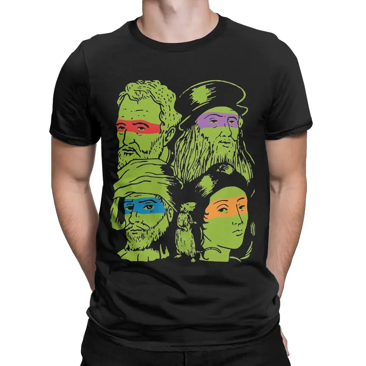 Science Turtles Men T Shirt Mutant Ninja Renaissance Funny Tees Short Sleeve Round Collar T-Shirt Cotton Gift Idea Clothes