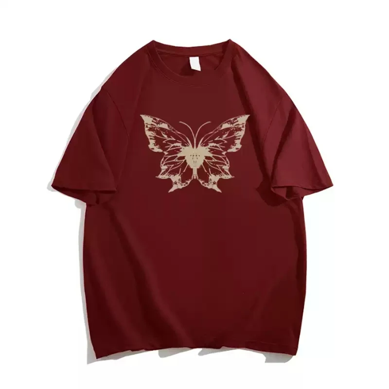 Summer O Neck Butterfly Printing Loose Casual Tee Women Short Sleeve Fashion All-match Top Ladies Comfortable Pullover T-shirt