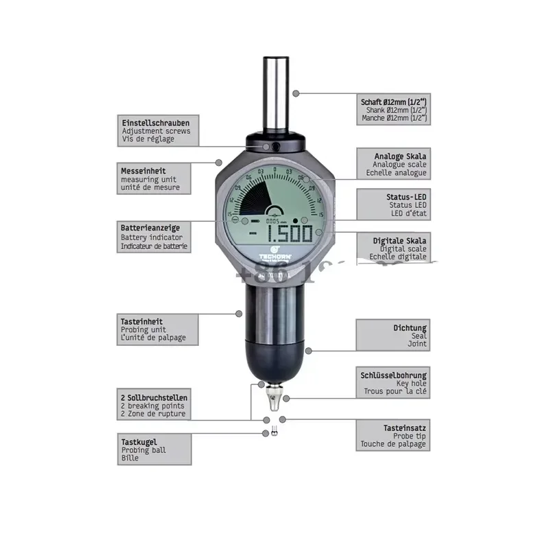 CNC Germany TSCHORN 3D digital display edge finder Thor splitter rod 0.005mm IP67 waterproof probe 01D30012 Cyclmotion