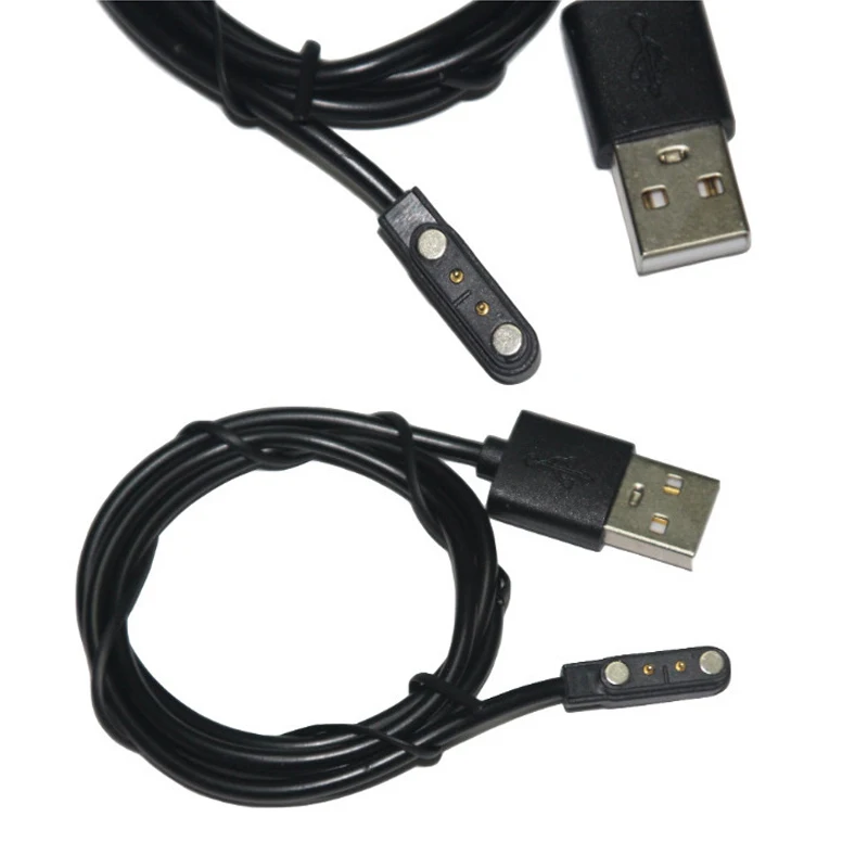 2Pin 4mm Strong Magnetic Charge Cable USB Charging Line Cord Rope Black White Color For Smart Watches 99% Universal