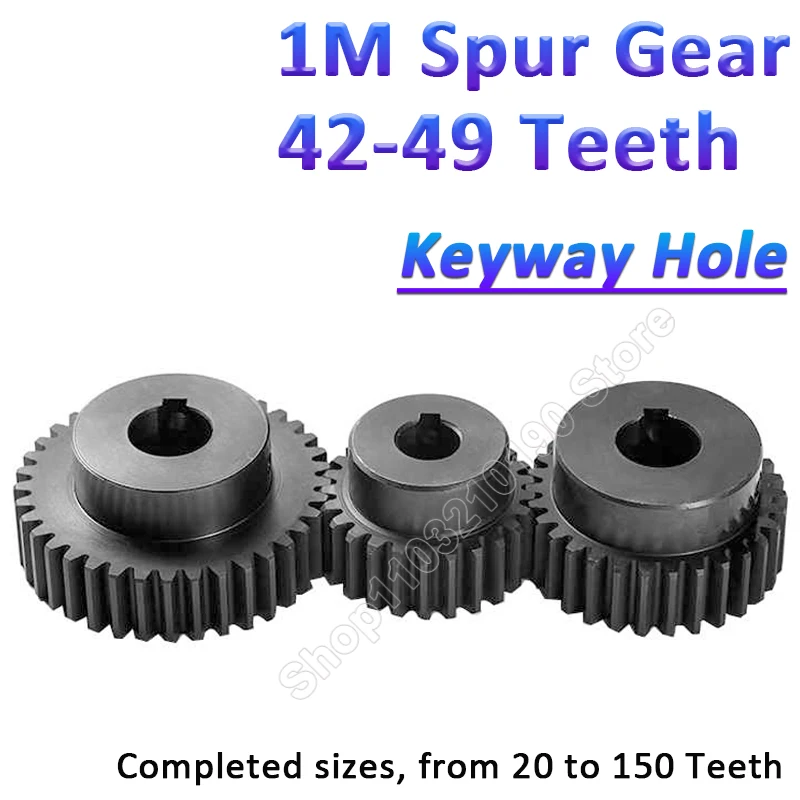 

1Pc 1M 42 43 44 45 46 47 48 49 Teeth Spur Gear Pinion With Keyway Hole Model 1 Motor Gear With Step Blackened Transmission Parts