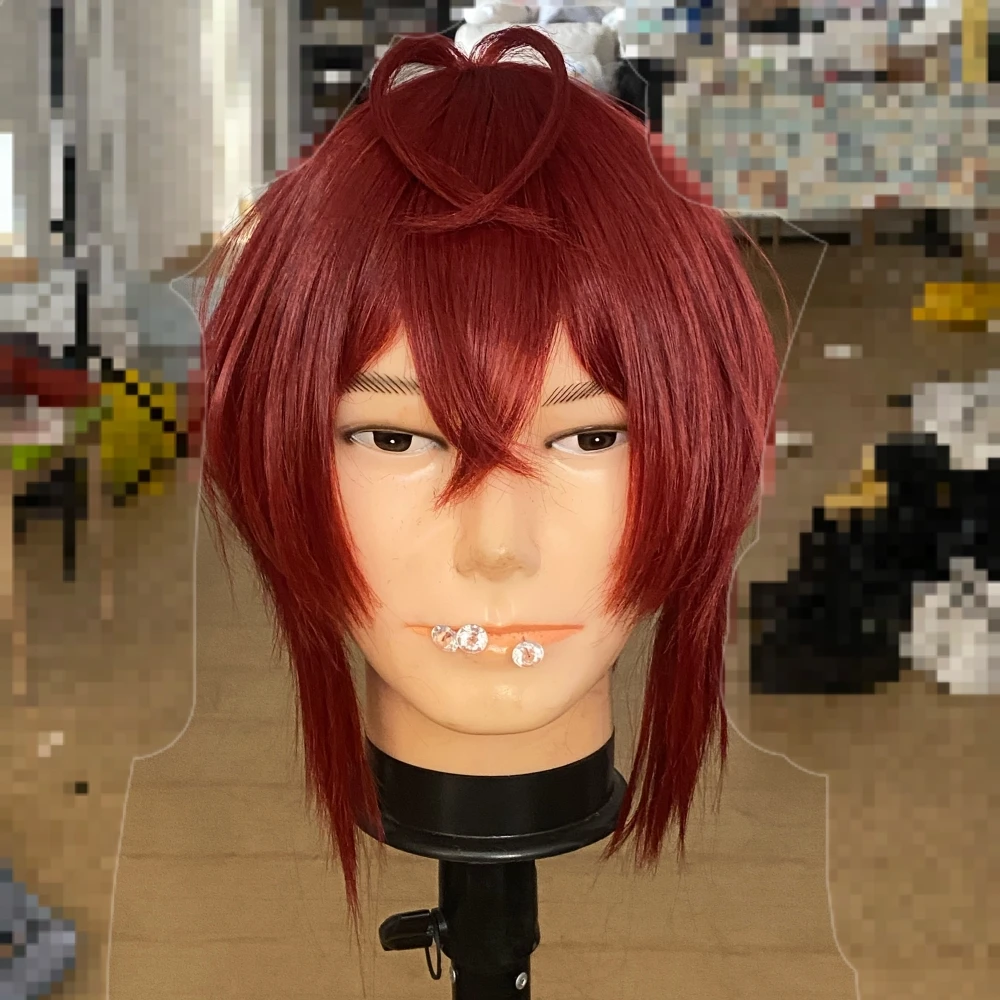 

Anime Cosplay Wig Riddle Rosehearts Short Red Cosplay Wig With Rose Net Cap Heat Resistant Synthetic Fiber Wig Halloween Wig