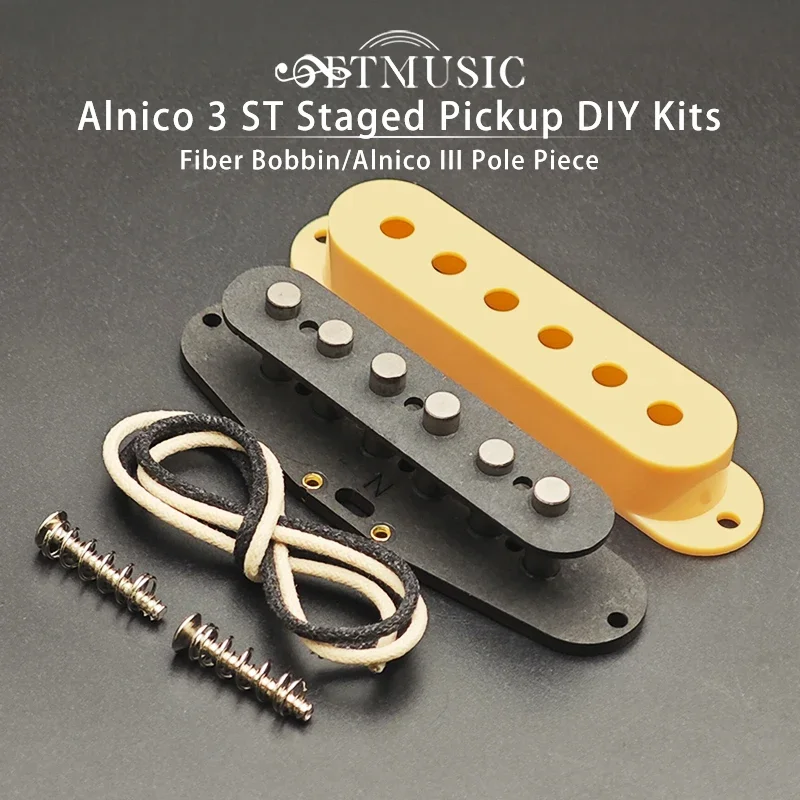 [Pickup DIY Kits] Alnico 3 ST Staged Pickup Kits- Fiber Bobbin/Alnico III Pole Piece/Waxed Cloth Cable Pickup Kits for ST Guitar