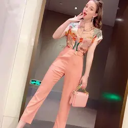 Trousers Woman Shirt Holiday Outfits Blouse and Pant Sets for Women 2 Pieces Pink Summer 2024 Wholesale Bulk Cheap Clothes Xxl D