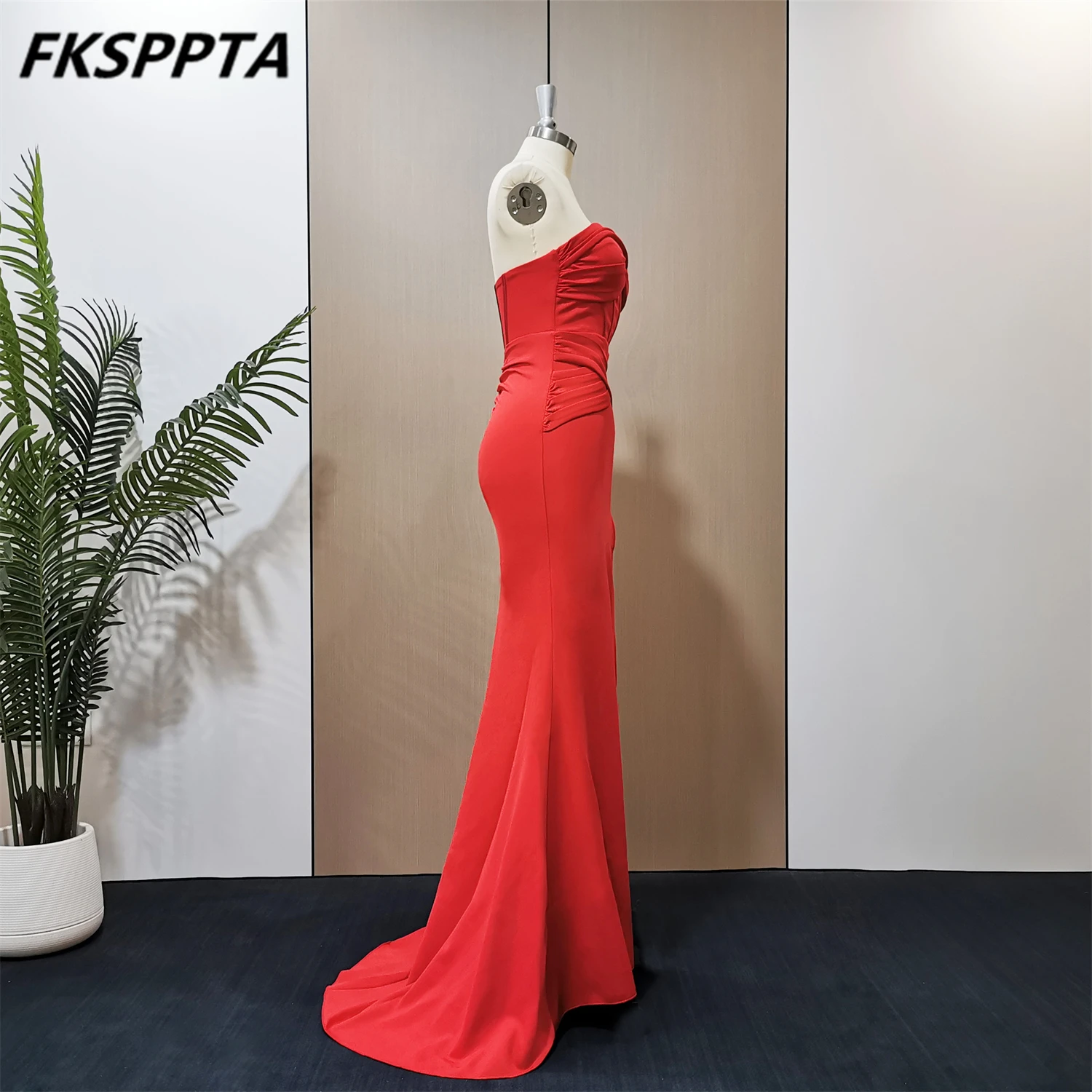 Vestido de noche rojo de sirena con Espalda descubierta, traje largo elástico con abertura lateral, ideal para fiesta de graduación, fotos reales, 2024, en Stock