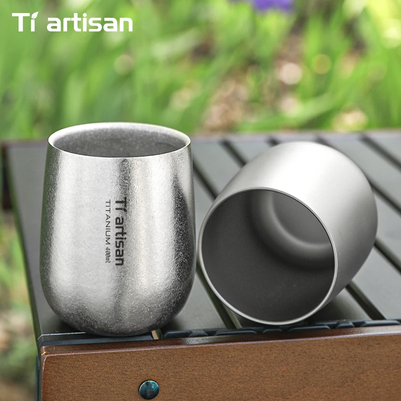 Tiartisan 255ml/400ml Pure Titanium Beer Cup Outdoor Camping Drinkware Lightweight Portable Double Layer Coffee Tea Mug gallery 5