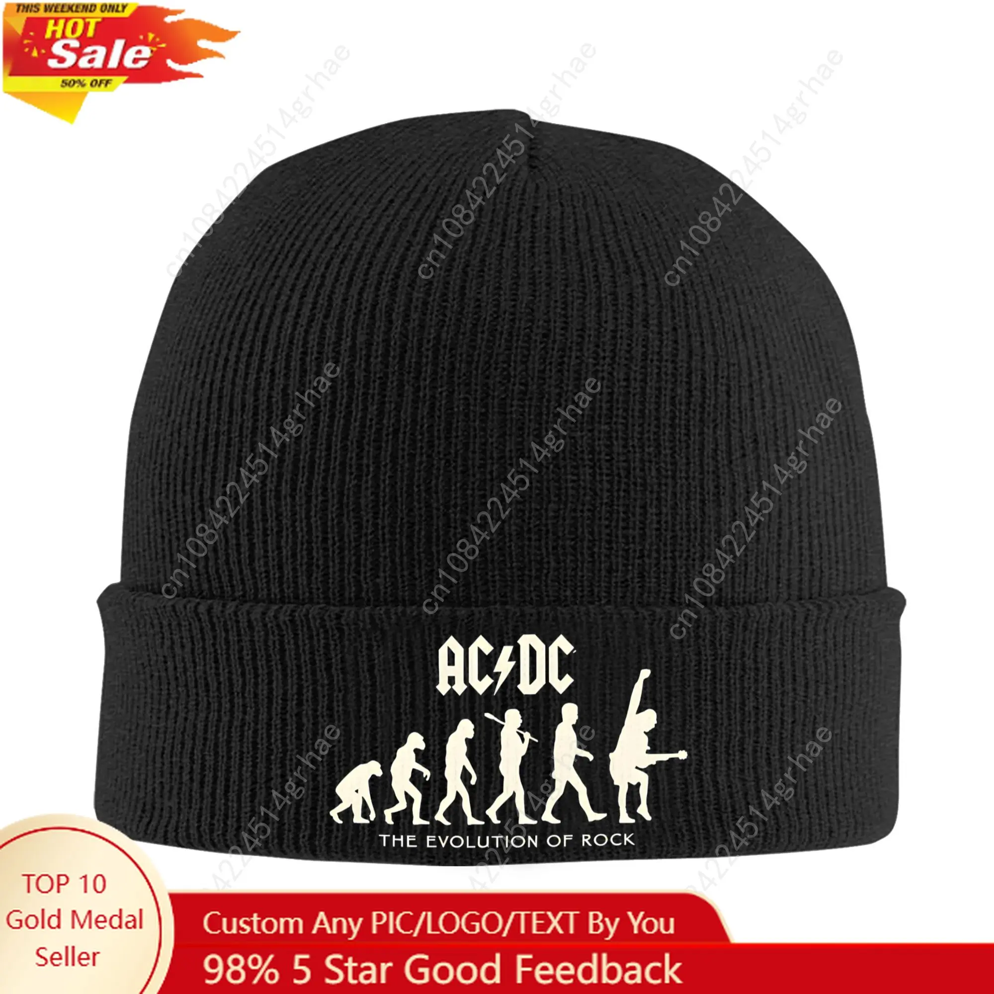 

Heavy Metal Rock AC DC Bonnet Hat Hip Hop Knit Hats Men Women Unisex Warm Winter Skullies Beanies Caps