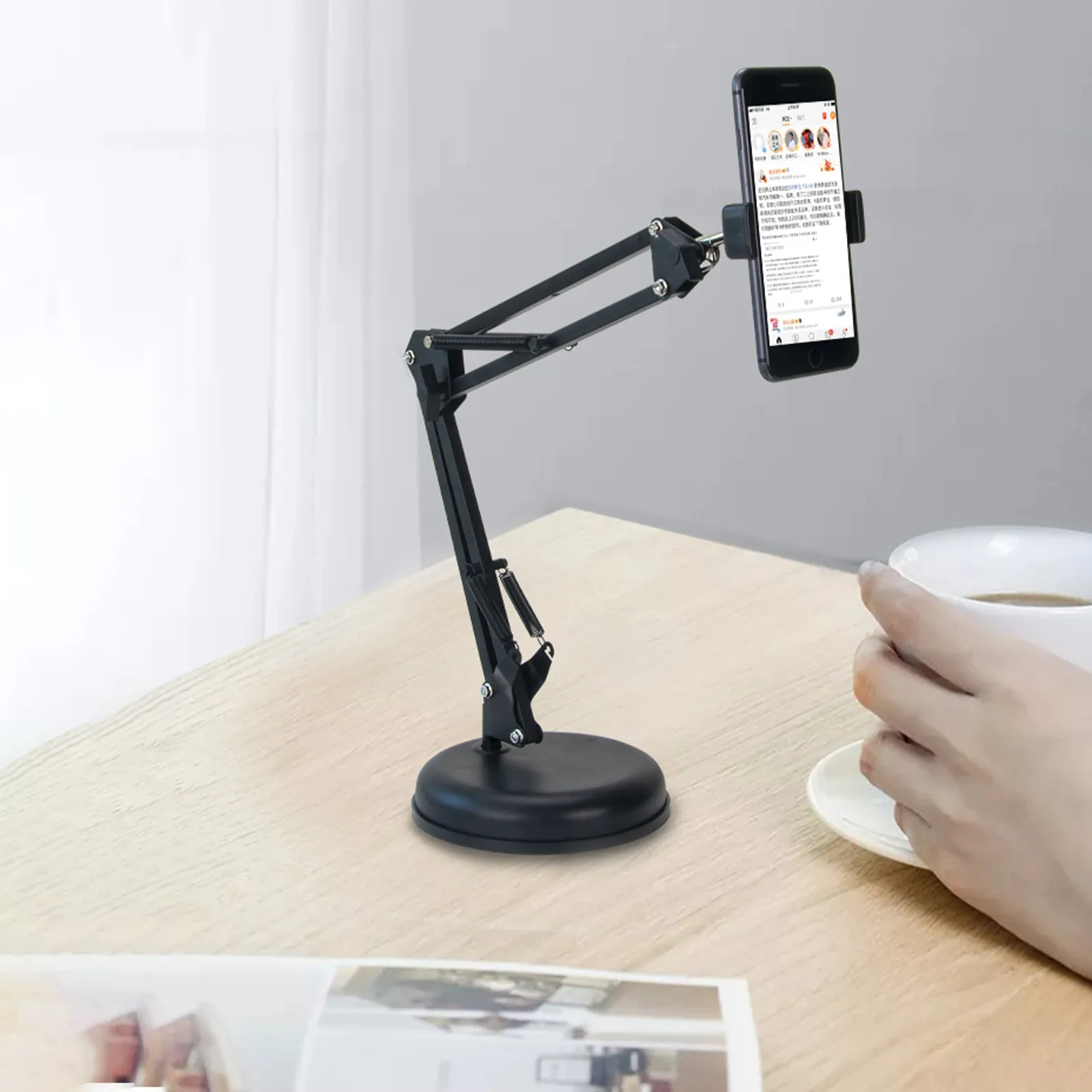 

Комплект: Металлическая подставка-кронштейн для веб-камеры с регулировкой высоты и вращением на 360 градусов для прямых трансляций и записи на настольную камеру