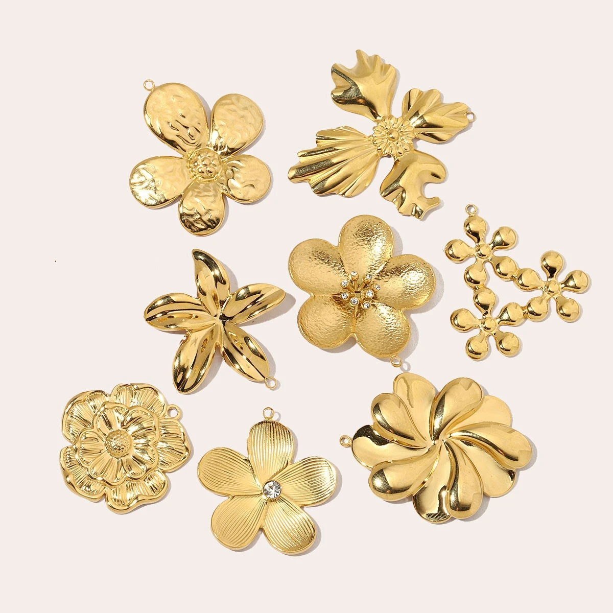 

3Pcs/Lot Stainless Steel Flower Charms Gold Color Pendants For DIY Making Earrings Necklace Jewelry Accessories Wholesale